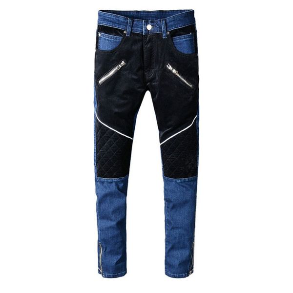 

2019 brand mens jeans distressed ripped biker jeans slim fit motorcycle designer jeans fashion designer denim pants, Blue