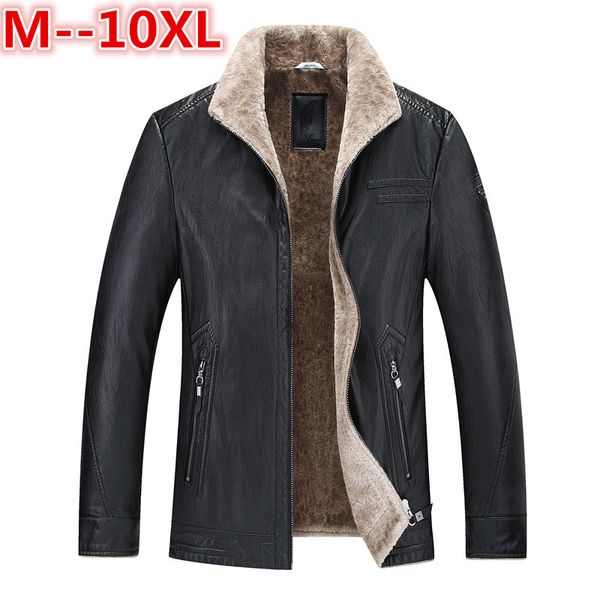 

plus size 10xl 8xl 6xl 5xl 4x pilot leather jacket brown black fur genuine leather jacket men winter natural sheep skin coat