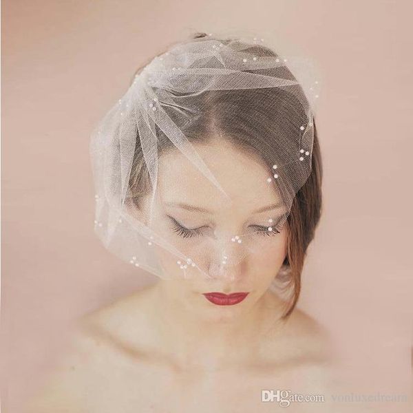 

новая мода короткая белая фата невесты вуаль весна лето pearl кружева розовый цветок аксессуары для венчания, Black