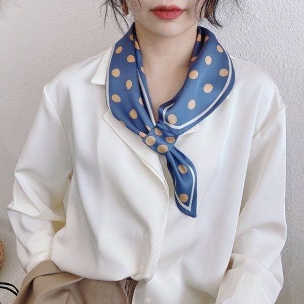 

retro polka dot small neckerchief small long thin thin scarf women's all-match summer sunscreen ribbon scarf square, Black