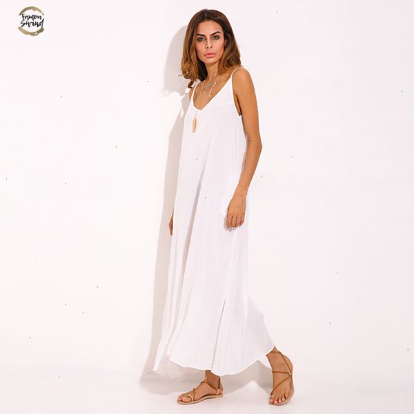 

2019 summer women strapless v neck sleeveless dress casual loose long maxi solid dress white oversized, Black;gray