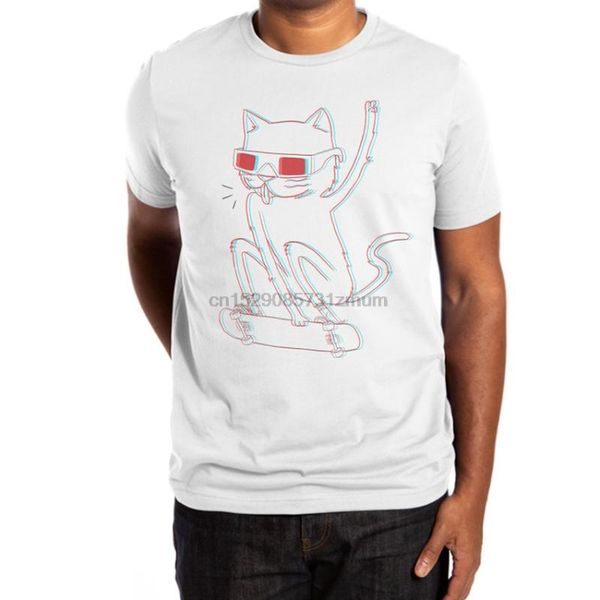 

radicat t shirt cats skateboarding skating sk8 pets kittens 3-d glasses three dimensional extreme sports, White;black