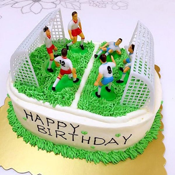 

8pcs/set football game scene cake er birthday cake kids soccer baking cupcake party decoration tool