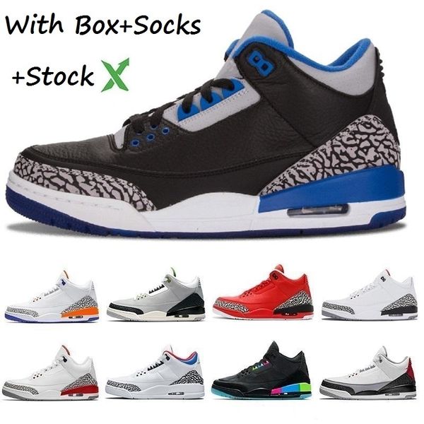 

stock x high quantity 3 designer basketball shoes men fire red black air white cement sport jth blue retro j3 sneakers trainers 7-13