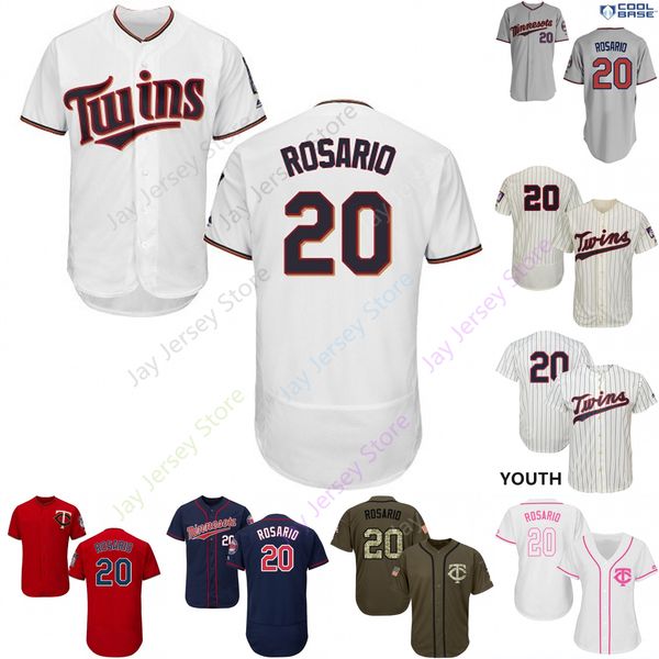 

Custom Minnesota 20 Eddie Rosario Jersey Twins Jerseys Cool Base Flexbase White Black Red Grey Home Away Men Women Youth All Stitched