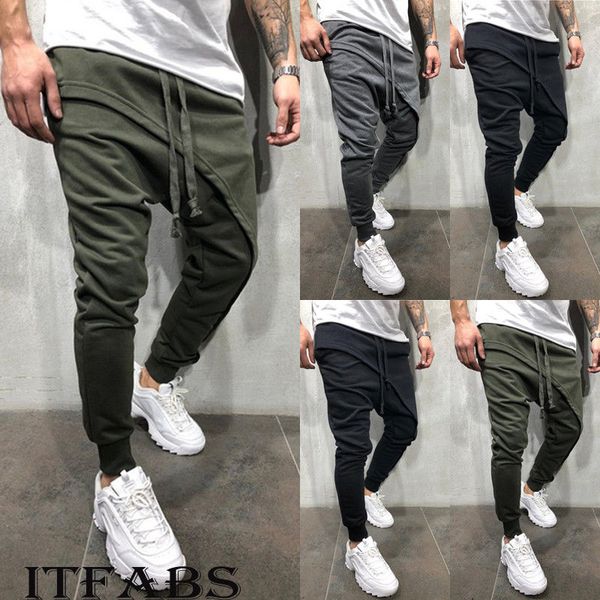 

new trend men casual pants long trousers tracksuit fit workout joggers sweatpants hip hop pants m-3xl, Black