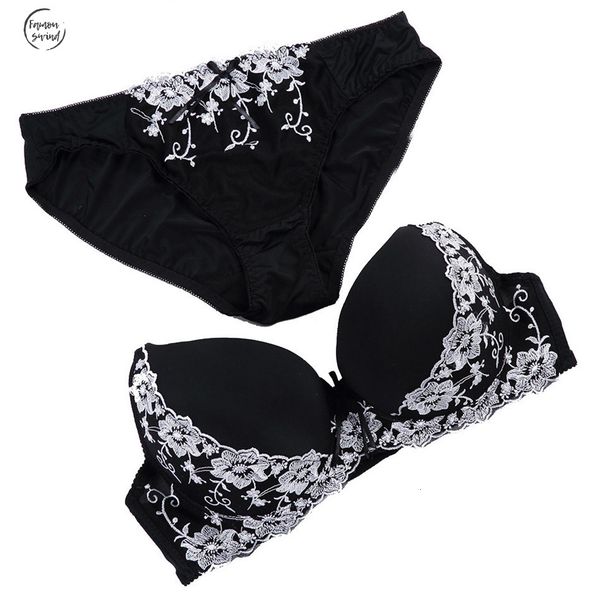 

bcd cup big size good quality women bra set push up lace bra sets brief brassiere underwear set k5566, Red;black
