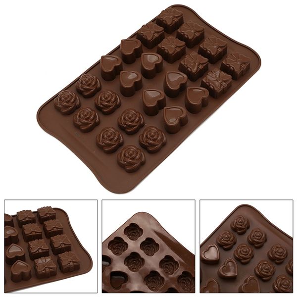 

silicone chocolate mold 3d heart rose candy fondant molds creative cake decorating tools for baking accessories