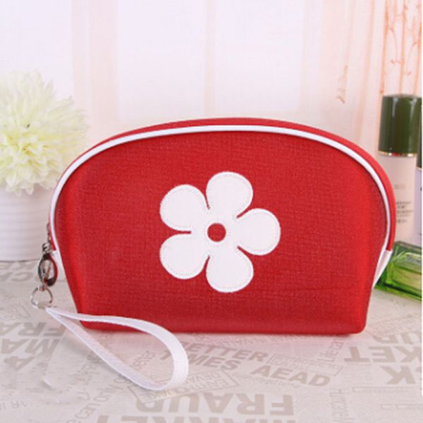 

flower pattern shell shaped double layer zipper makeup bag portable cosmetic bags women's toiletry makeup pouch storage box