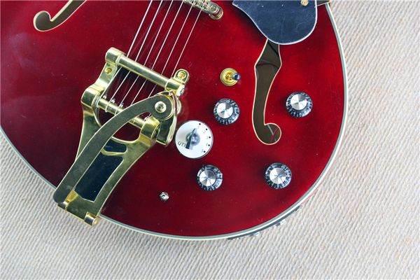 

# @#$ $ most favorable good style 335 hollow twin f hole electric guitar rocker with five qtp deep wine red *