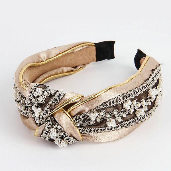 

pearl lace wide-brimmed headband 66g kitty hair band hair style 2019 alice band cerchietto aliceband dlpqb, Black;brown