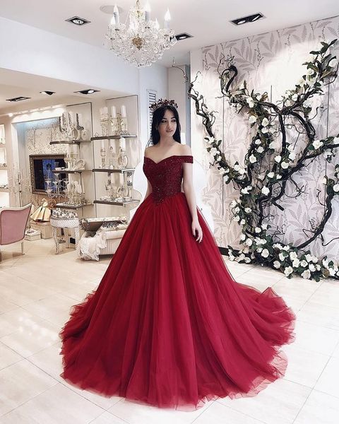 

ball gown burgundy tulle red prom dress 2019 african plus size evening formal dresses abiti da sera, Black