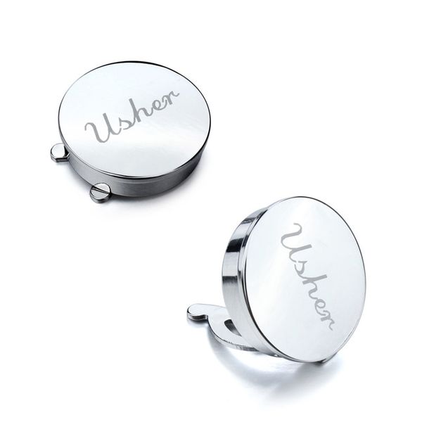 

hawson imitation rhodium usher letter button cover for mens shirt with gift box, Silver;golden