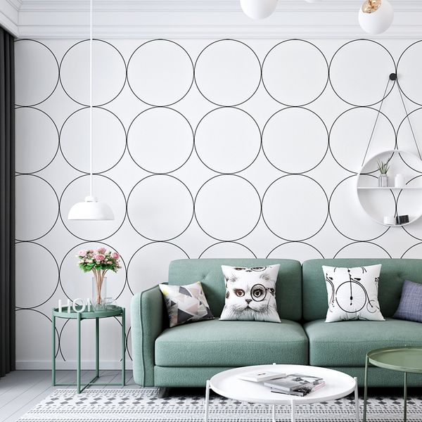

modern minimalism wallpaper art geometric round lattice ins female harajuku style japanese style house room background wallpaper