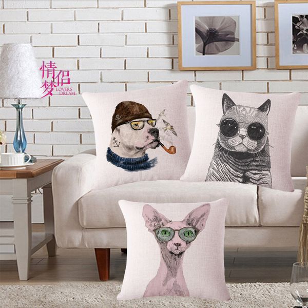 

originality animal cotton flax pillow back cushion