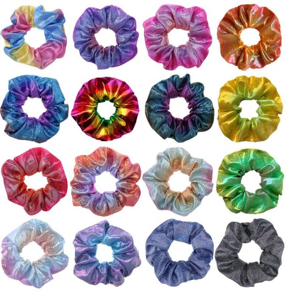 

16 color fashion metal rainbow hair circle gold stamping laser large intestine circle head flower ing, Silver