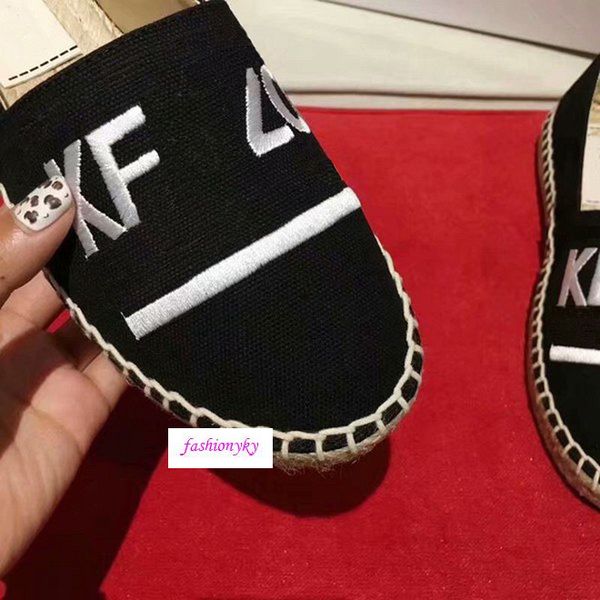 

fashionable embroidered straw woven shoes fisherman couple shoes original box, Black