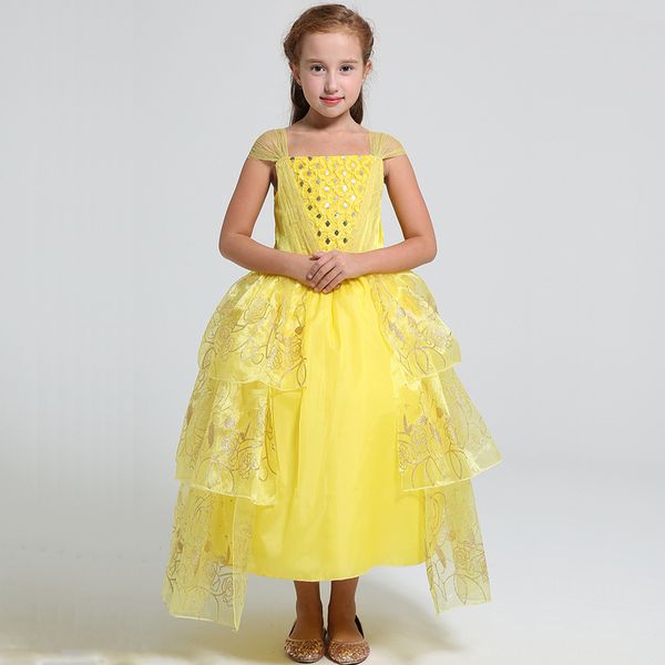 

2019 необычные belle косплей костюм рождество платье девушки детские платья для девочек детская одежда партии принцессы платье 3-10 лет, Red;yellow