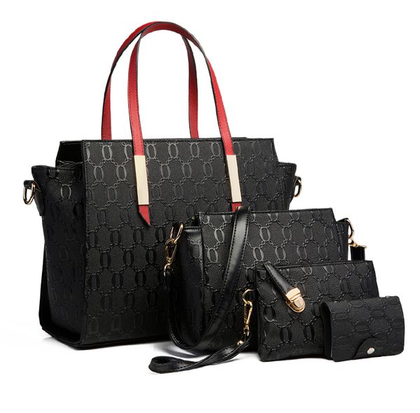 

new famou handle fashion lady shoulder bag handbag set pu leather bags women's handbags 4pcs/set