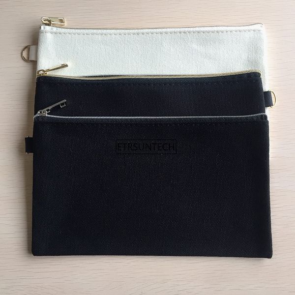 

10pcs 20cmx12cm plain nature cotton canvas travel toiletry bags cotton makeup pouch cosmetic bag with gold silver zipper