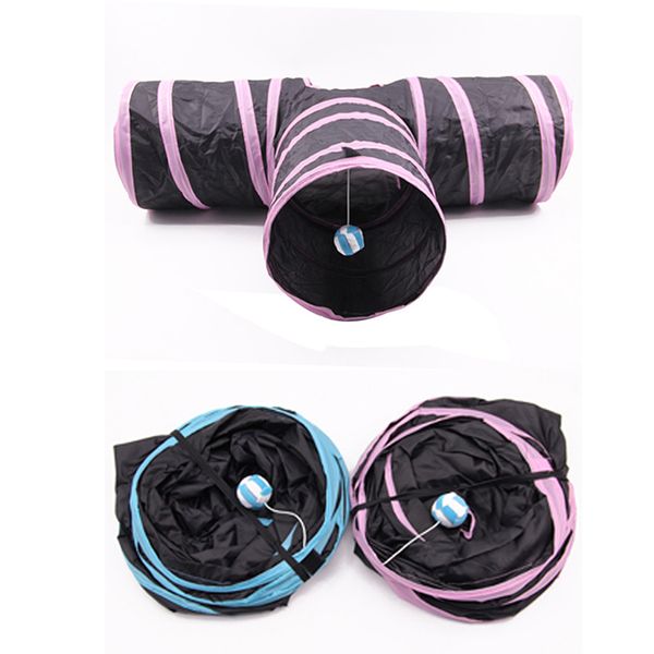 

waterproof foldable tunnel cat educational toys kitten non-woven fabric funny tent nest ball toy pets training supplies 3 holes