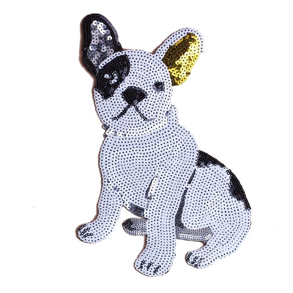 

embroidery sequined dogs patches for jackets,embroidered animal badges appliques for jeans,patches for clothing a140, Black