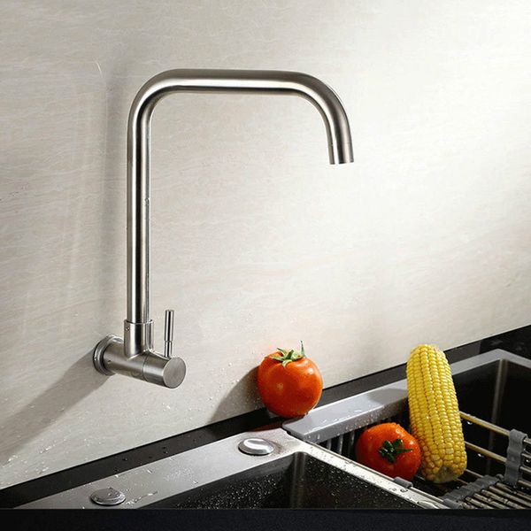 

настенная kitchen один холодный кран из нержавеющей стали матовых раковин водопроводных воды 360 градусов поворотного качества смесителей