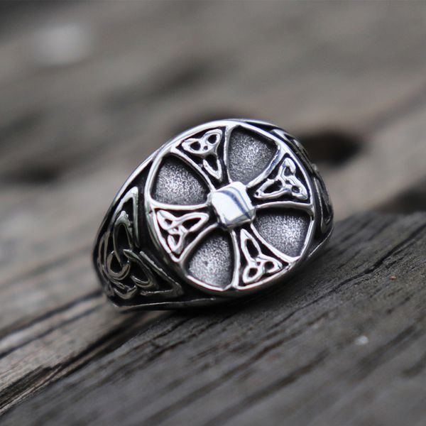 

cool mens 316l stainless steel ring silver celtics knot cross signet rings for men fashion biker jewelry