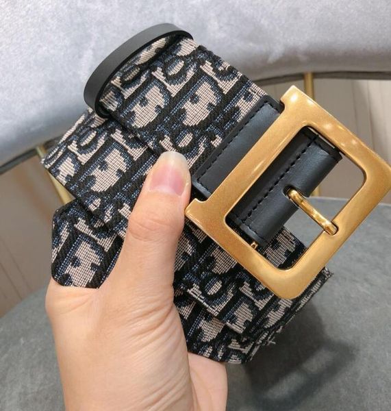 

2019 fa hion ale gold toned big d word buckle women belt with 5 0 cm wdith color word canva belt