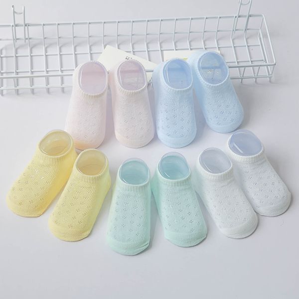 

1-8t children's socks spring summer new boys girls cotton thin breathable baby mesh sock white soft for newborn toddlers infant, Pink;yellow