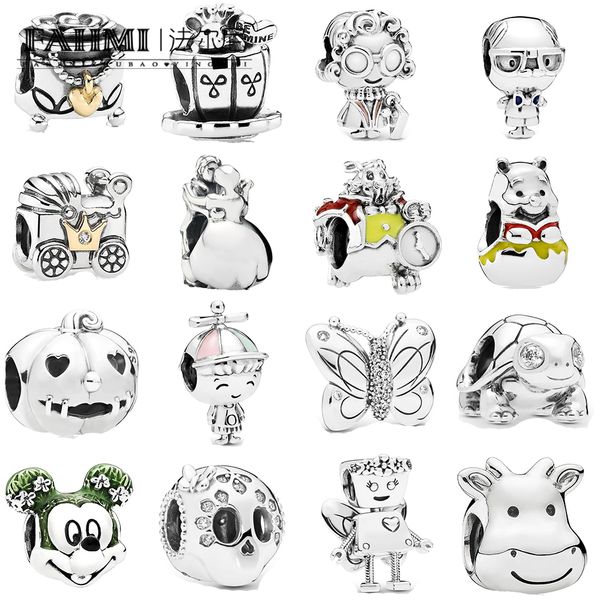 

fahmi 100%925 sterling silver 2019 new propeller hat boy charm beaded original ladies wedding fashion jewelry diy bracelet, Black