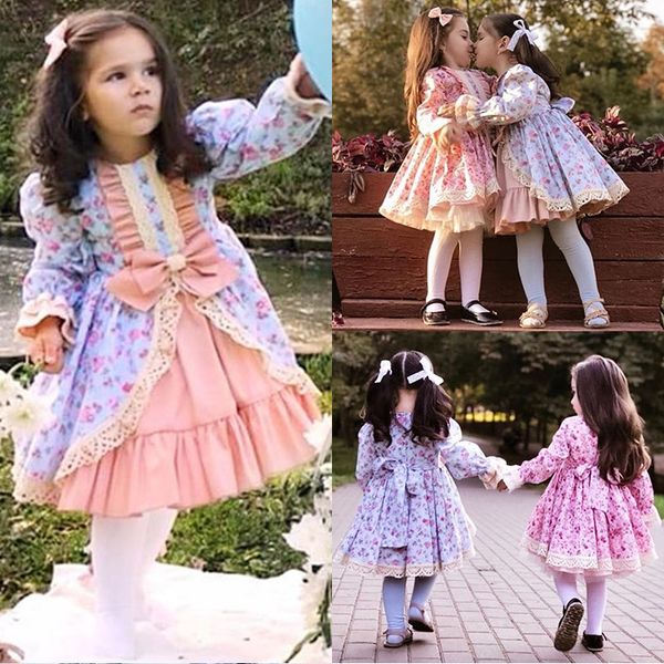 

cute kids baby girls princess formal dress floral lace bowknot ruffles dress birthday wedding party girl ball gown 1-6y, Red;yellow