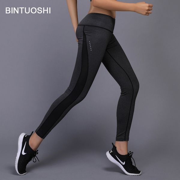 

bintuoshi high waist yoga pants women gym workout fitness leggings compression running tights jogging sport leggings, White;black