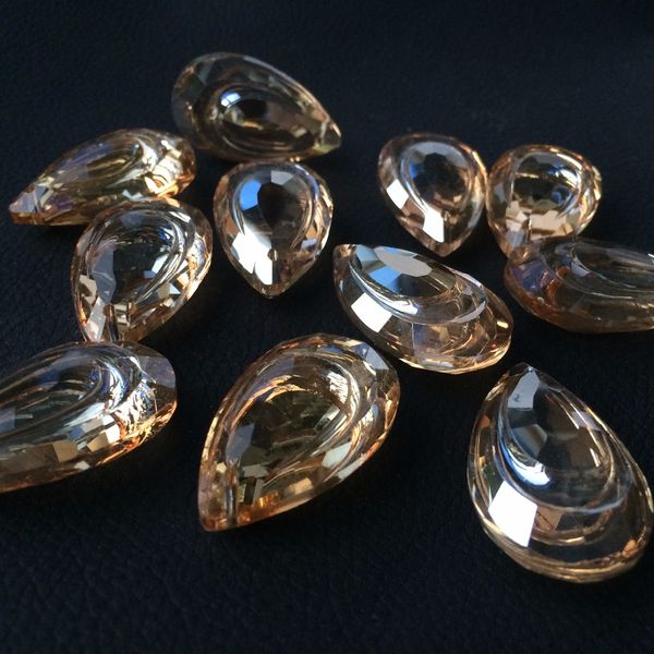 

100pcs 38mm champagne k9 crystal faceted double-deck pendants (rings) crystal curtain accessories , christmas tree pendants
