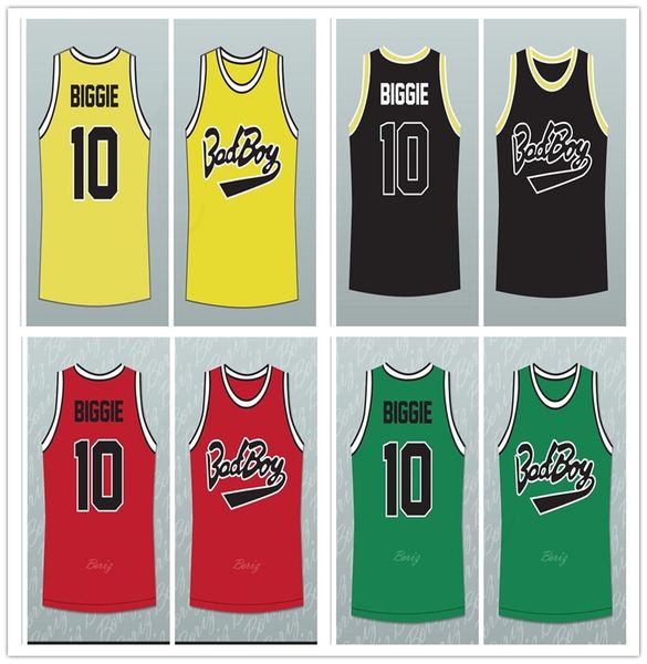 

custom made bad boy notorious big 10 biggie smalls man women youth basketball jerseys size s-5xl red yellow green any name number, Black;red