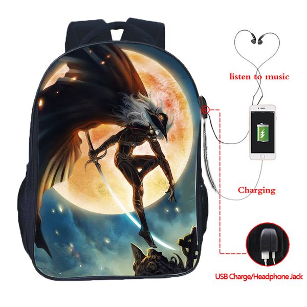 

vampire knight usb charge backpack school rucksack fashion usb charging backpack beautiful men women boys girls school bag