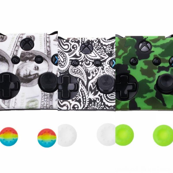 

xrk00 силиконовый защитный кожный контроллер для xbox one x s case protector water transfer caps камуфляжная крышка захваты печать
