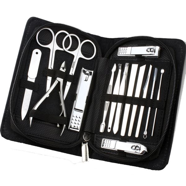 

new 15pcs/set manicure set professional nail clipper kit pedicure finger plier nails art beauty tools scissors tweezer knife