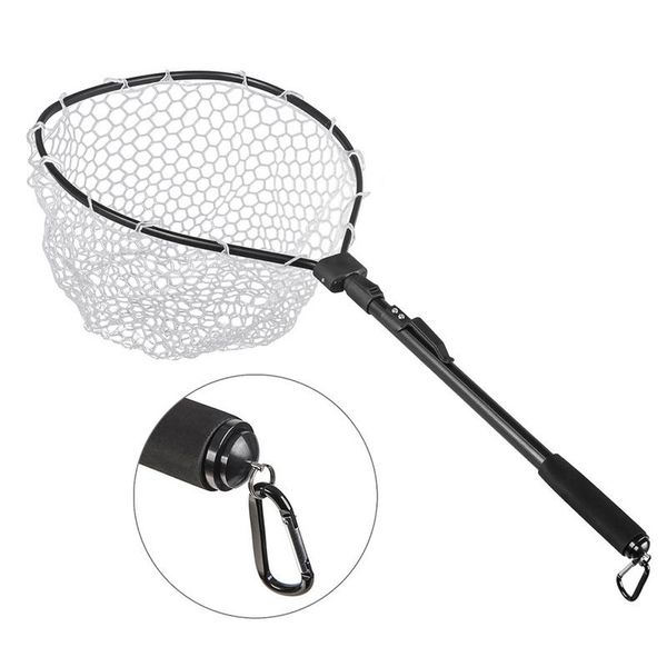

new black aluminum alloy flying fishing net with fast folding hand-made net in 2019 natural rubber mesh foldable pole