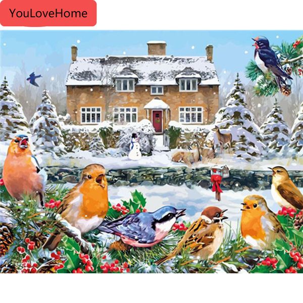 

живопись по номерам животные наборы рисунок холст diy ручная роспись птицы картинки раскраски искусство рождественский подарок современная р