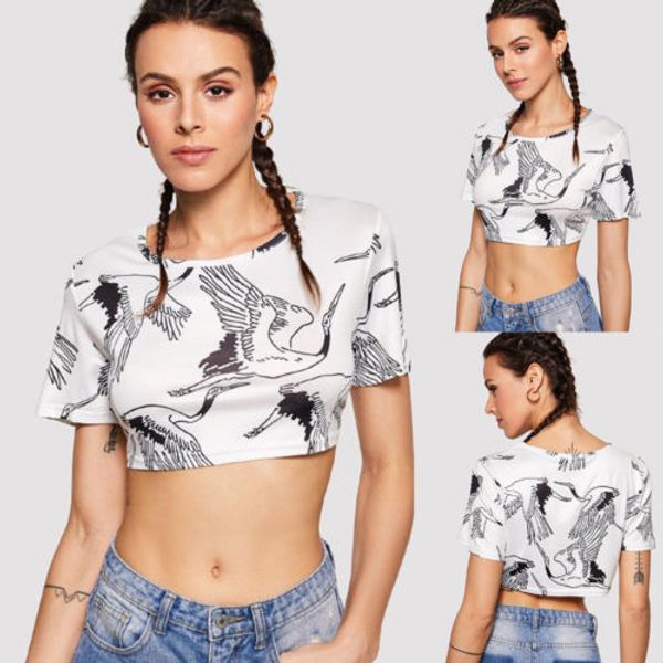 

fashion womens floral print cotton tees crop lady girls summer boob bralet camis vest casual crop tanks jumper, White