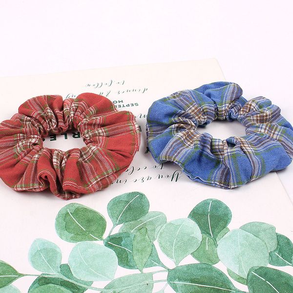 

vintage scrunchie stretch headband plaid scrunchies women elastic hair bands girls ponytail holder grid hair ties accessories 1009a, Slivery;white