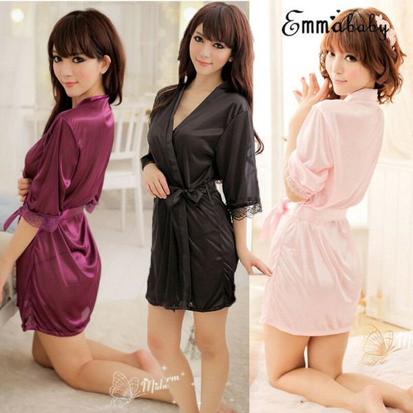 

Women Ladies Satin Robe Kimono Dress Gown Wedding Lingerie Bridesmaid Sleepwear