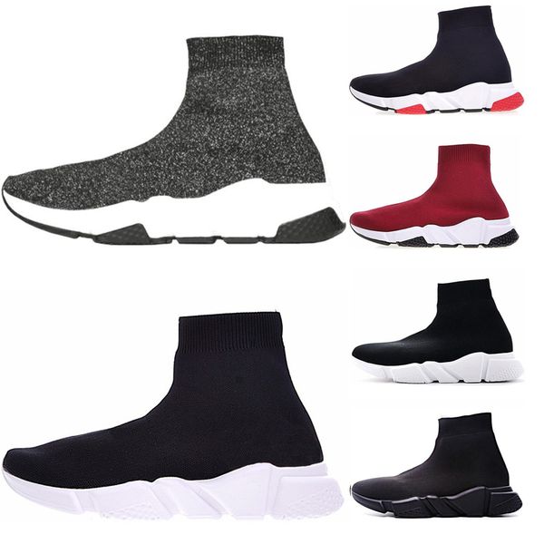 

luxury speed casual trainer men women high sock shoes black blue red solid designer fashion trainers runner outdoor walking sneakers 36-45