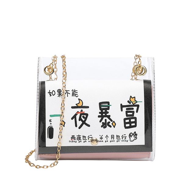 

net red on the new small bag summer transparent bag new 2020 wild jelly student messenger female tide clear fashion