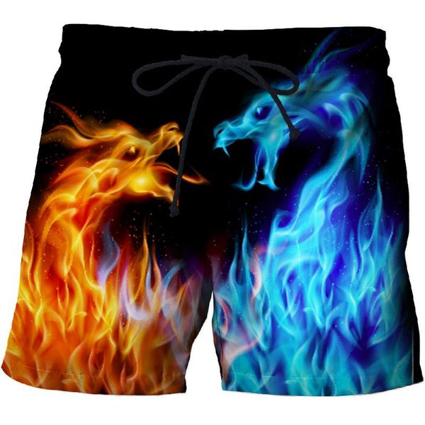 

2020 new dragon 3d print summer beach shorts streetwear men board short plage casual quick dry sport shorts swim, White;black