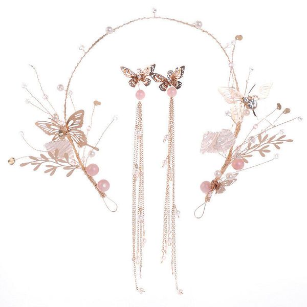 

fashion women crystal butterfly flower leaves wedding bridal hair crown headband jewelry rhinestone hair accessories crowns, Golden;white