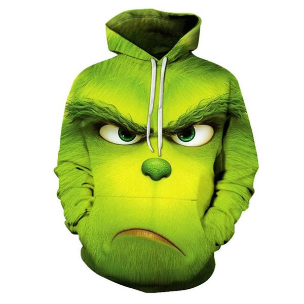 

face 3d printed hoodie men women sweatshirt jacket cartoon pullover funny tee green cosplay for halloween costume, Black
