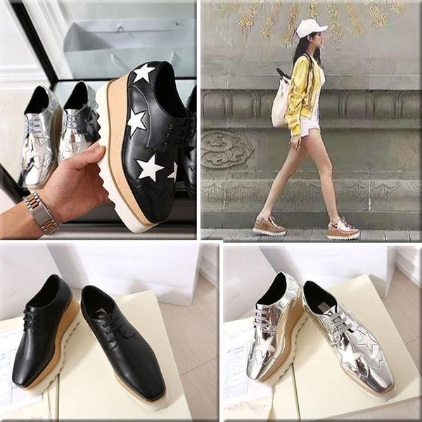 

2019 stella mccartney shoes genuine leather women fashion platform wedge platform oxfords boost sneakers 44f2, Black