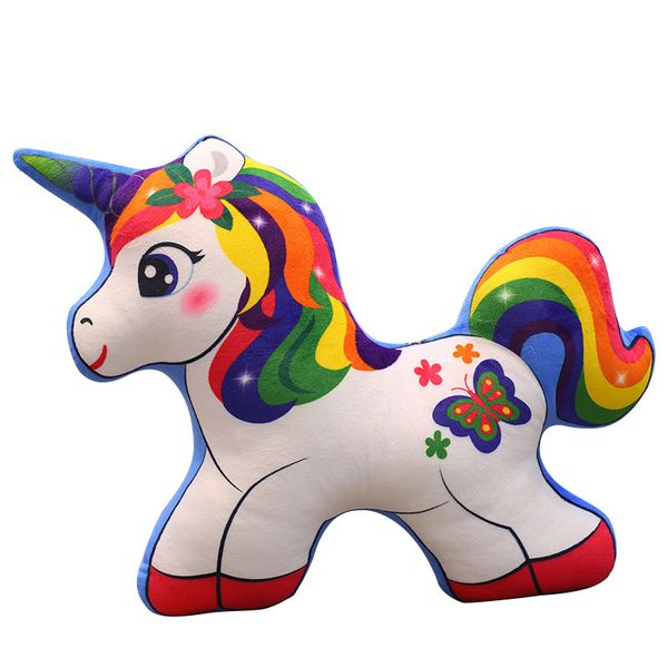

fashion cartoon unicorn plush pillow rainbow flying horse pony animated stuffed pillow sofa chair kids cot decor pillow